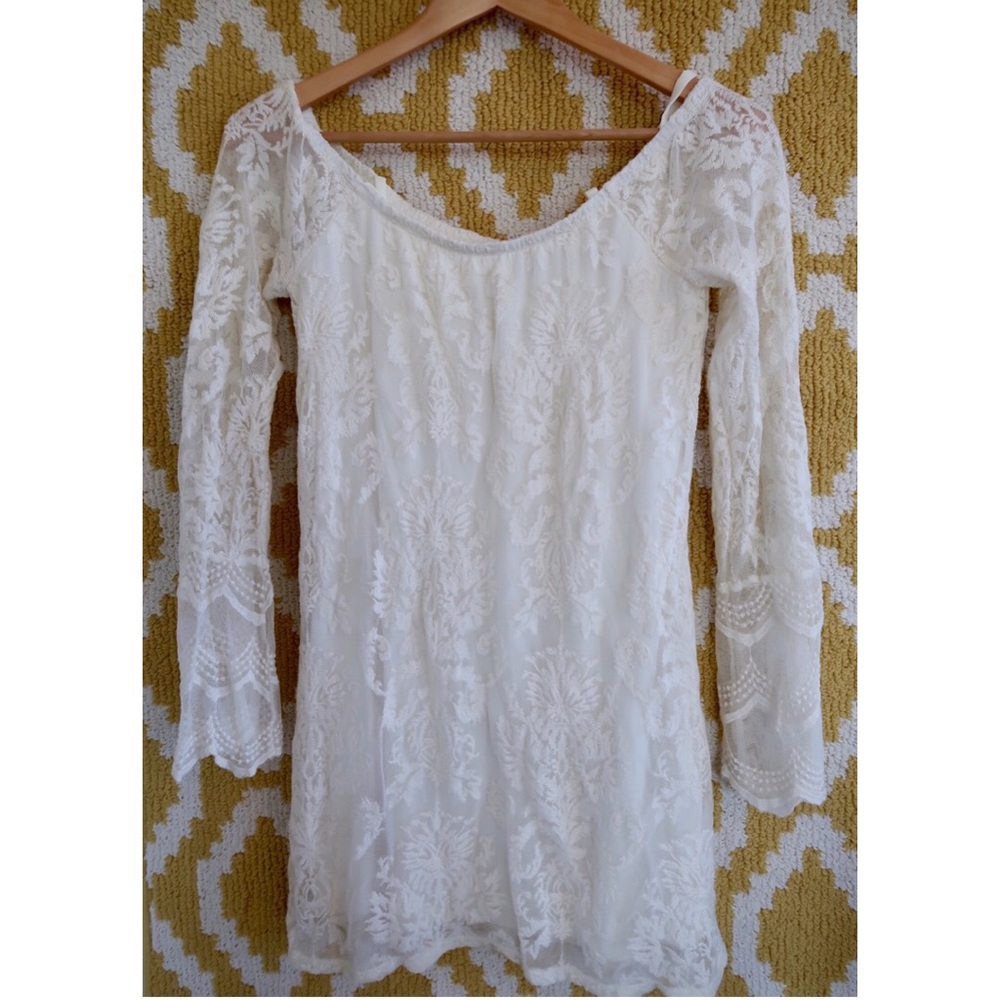 Lace over shoulder dress